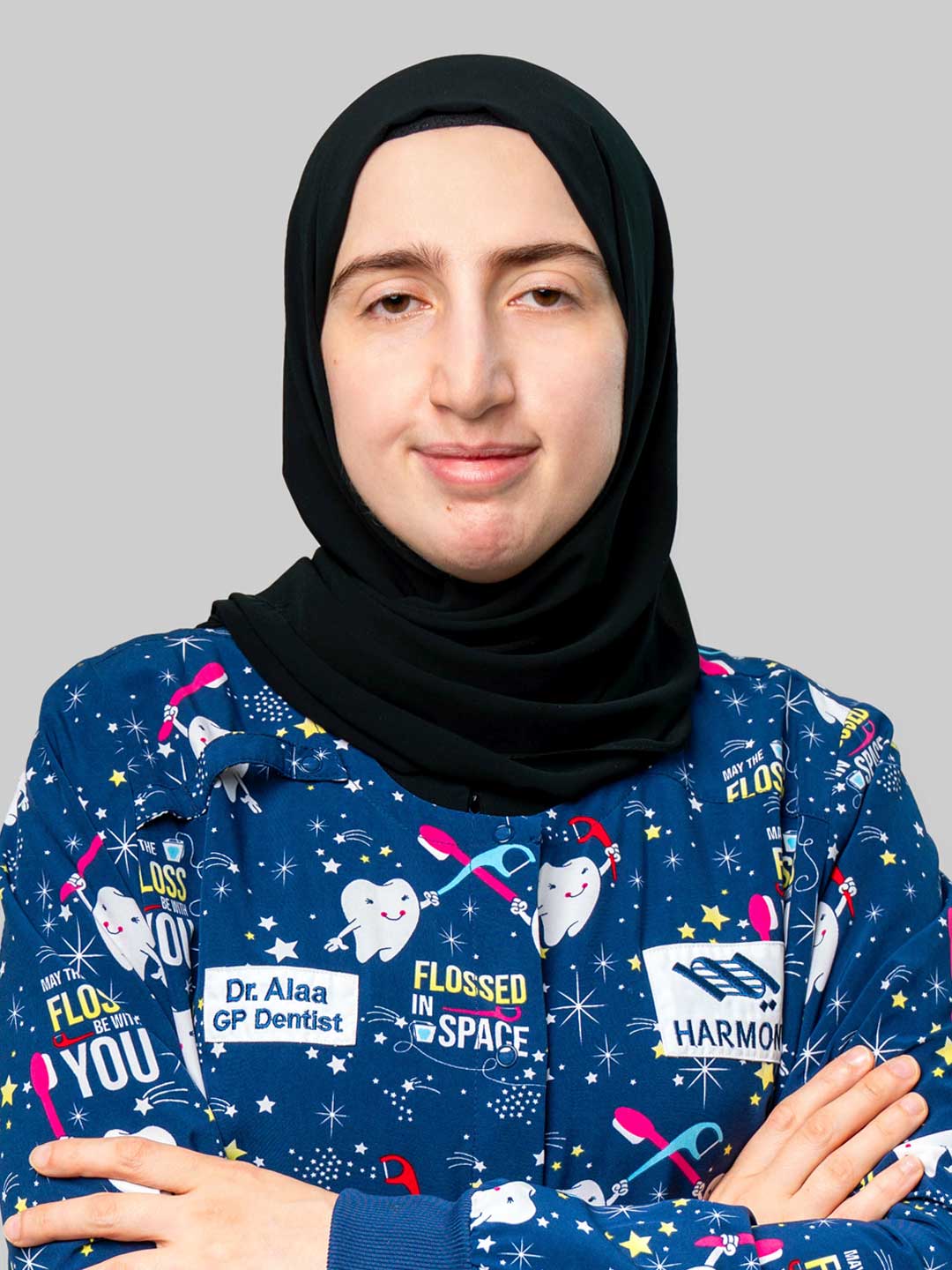 Portrait of Dr. Alaa Massoud – General Dentist at Harmony Medical Center in MBZ, Abu Dhabi